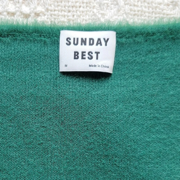 Aritzia Sunday Best Reese Fuzzy Green Cropped  Cardigan - Picture 7 of 11